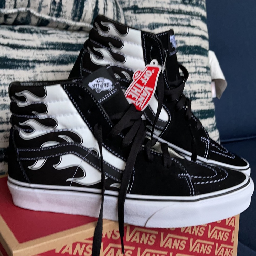 Vans Sk8-Hi Flame Black/White MENS - Picture 7 of 16